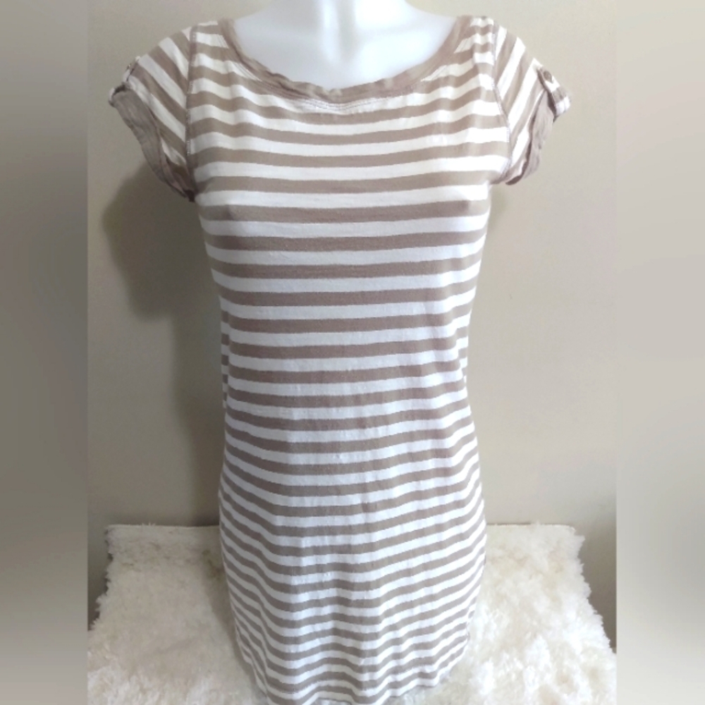 Banana Republic woman's size small tan/cream midi dress
